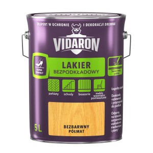 Puszka bezbarwnego, półmatowego lakieru Vidaron do podłóg i schodów, 5L.