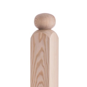 Drewniany słupek balustrady z kulką, surowy.