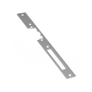 Srebrna osłona domofonu z wycięciami i otworami.