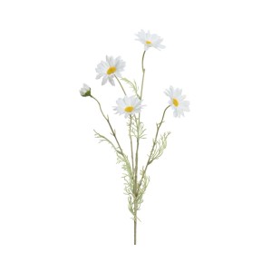 Dekoracyjny sztuczny kwiat: Gałązka stokrotki z białymi płatkami i żółtym środkiem.