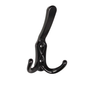 Czarny metalowy wieszak ścienny t.b.t. do garderoby.