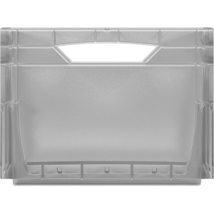 Przezroczysty Eurobox 40x30x22 cm z uchwytami, pełna ściana. Idealny do przechowywania.