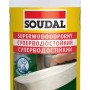 Wodoodporny klej do drewna Soudal w białej butelce z żółtą etykietą.