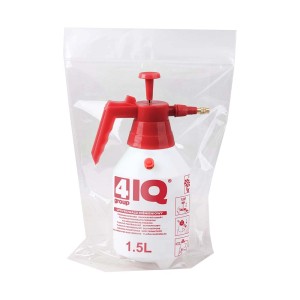 Opryskiwacz ciśnieniowy, czerwono-biały pojemnik z pompką, 1,5 litra, do ogrodu i pielęgnacji roślin.