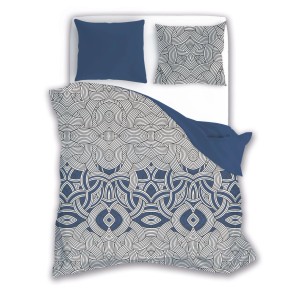 Pościel satynowa ELEGANT 160 x 200 cm niebiesko-biała