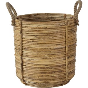 Doniczka na zioła t.b.t. z rattanu z uchwytami z liny.