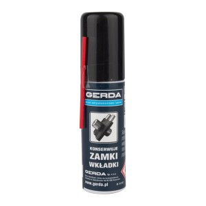 Gerda spray do konserwacji zamków, chroni przed zużyciem.
