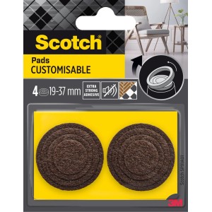 Scotch Podkładki filcowe regulowane samoprzylepne 4szt brązowe 19-37mm