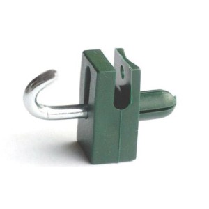 Zielone mocowanie do ogrodzenia z hakiem, akcesoria do ogrodzeń.