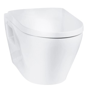 Biały zestaw WC podwieszany do nowoczesnych łazienek.