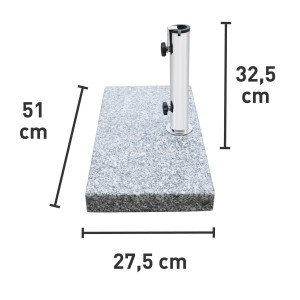 Szary granitowy stojak na parasol Granada, 20 kg, do parasoli balkonowych do Ø 200 cm.