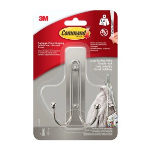 t.b.t. samoprzylepny podwójny haczyk z niklu szczotkowanego, udźwig do 1,8 kg