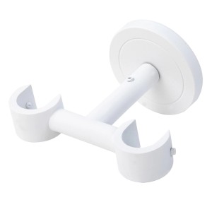 Biały wspornik ścienny t.b.t. do karniszy, zbliżenie.