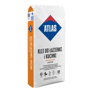 Klej do płytek ATLAS do łazienki i kuchni, elastyczny, w białym worku.