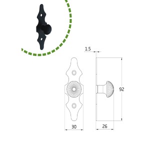 Rysunek techniczny: Uchwyt meblowy t.b.t. z wymiarami.