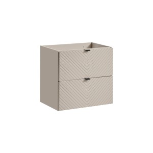 t.b.t. beżowa szafka pod umywalkę z dwiema szufladami i wzorem chevron.