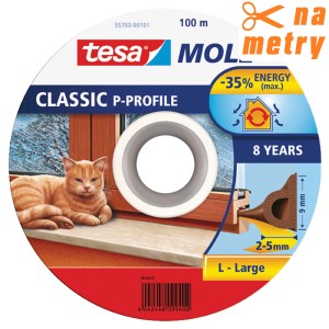 Uszczelka Tesa Moll Classic P-Profil, rolka 100 m, do uszczelniania okien.