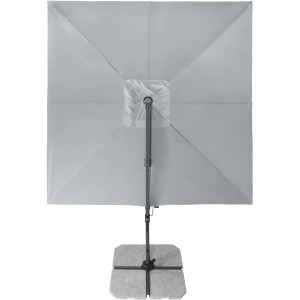 Parasol Doppler Ravenna Ax, jasnoszary, kwadratowy parasol wspornikowy ze stojakiem.