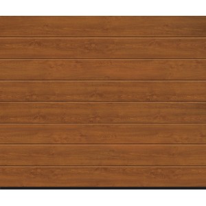 Brązowa powierzchnia bramy garażowej t.b.t. z efektem drewna.