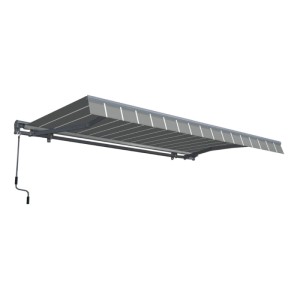 GUTROOF Markiza ręczna Premium Grey/White szaro-biała - 4,5 x 3,0 m