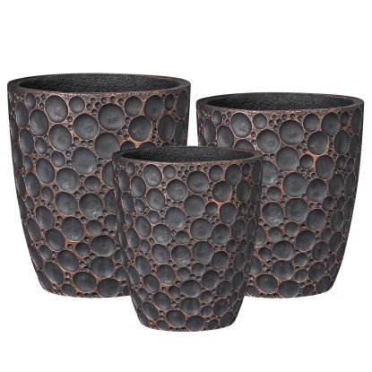 Donice Vannes szare pozłacane komplet 3 szt.