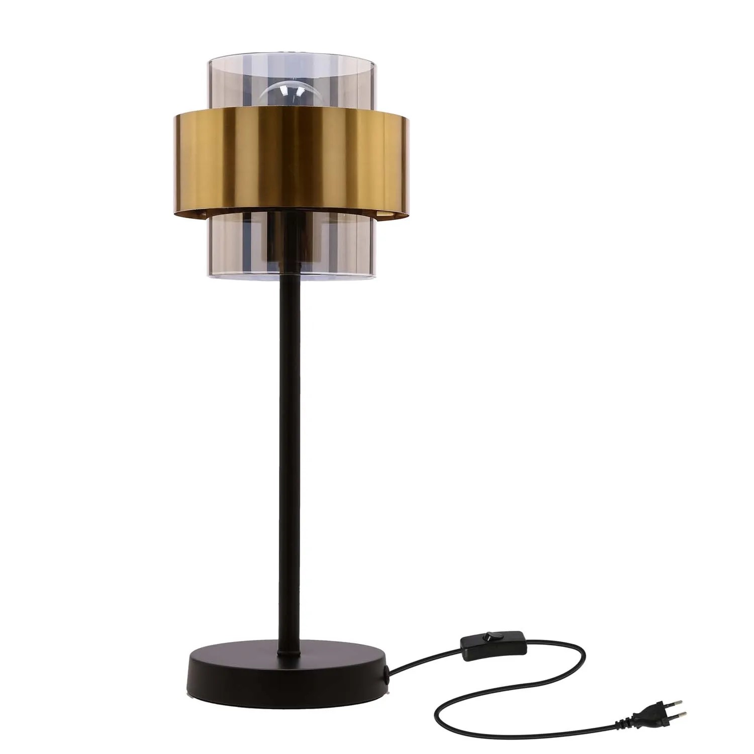 Candellux Lampa stołowa SPIEGA 1xE27 60W czerń+mosiądz