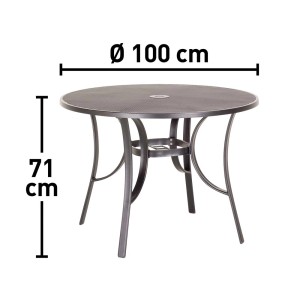 Okrągły stół ogrodowy, Ø 100 cm, wysokość 71 cm, idealny na patio i do ogrodu.