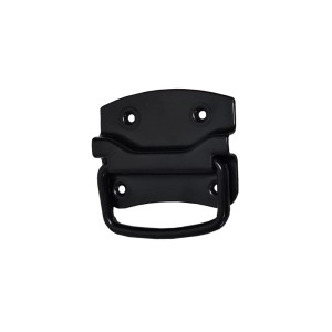 Czarny metalowy uchwyt do walizki t.b.t., kategoria okucia.