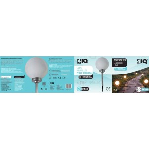 4iQ Zestaw 2 lamp solarnych LED ZENIT srebrnych śr. 30 cm