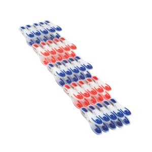 Klamerki do prania Leifheit, 25 sztuk, niebieskie i czerwone, do delikatnego suszenia.