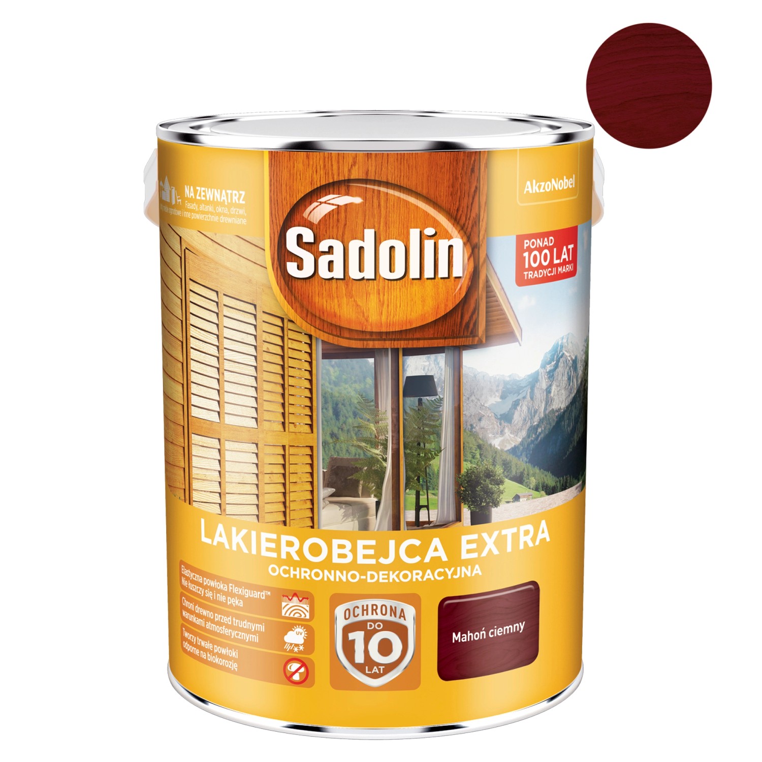 Фото - Фарба / емаль Sadolin Lakierobejca Extra ciemny mahoń 5 l 