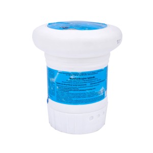 Biały pływak dozujący do tabletek basenowych, do dozowania chloru i innych środków chemicznych do basenu.