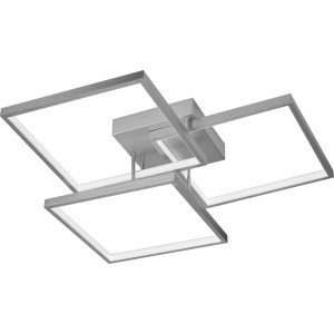 Nowoczesna lampa sufitowa LED Plafony z trzema kwadratowymi powierzchniami świetlnymi w kolorze srebrnym.