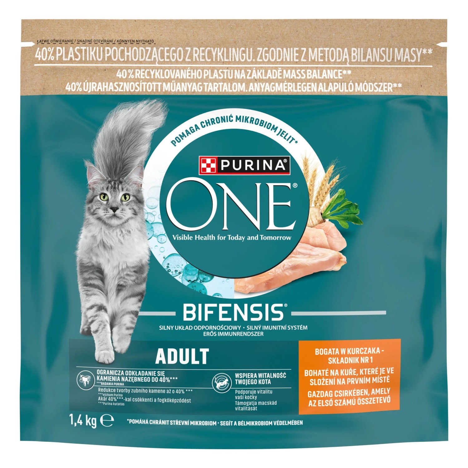Purina One Adult Sucha karma dla dorosłych kotów, bogata w kurczaka 1,4 kg