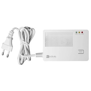 Biały sygnalizator alarmowy t.b.t. z kablem i przyciskiem testowym do systemów alarmowych.