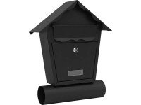 Skrzynka na listy DOMEK z tubą czarny mat 35,5 x 35,5 cm