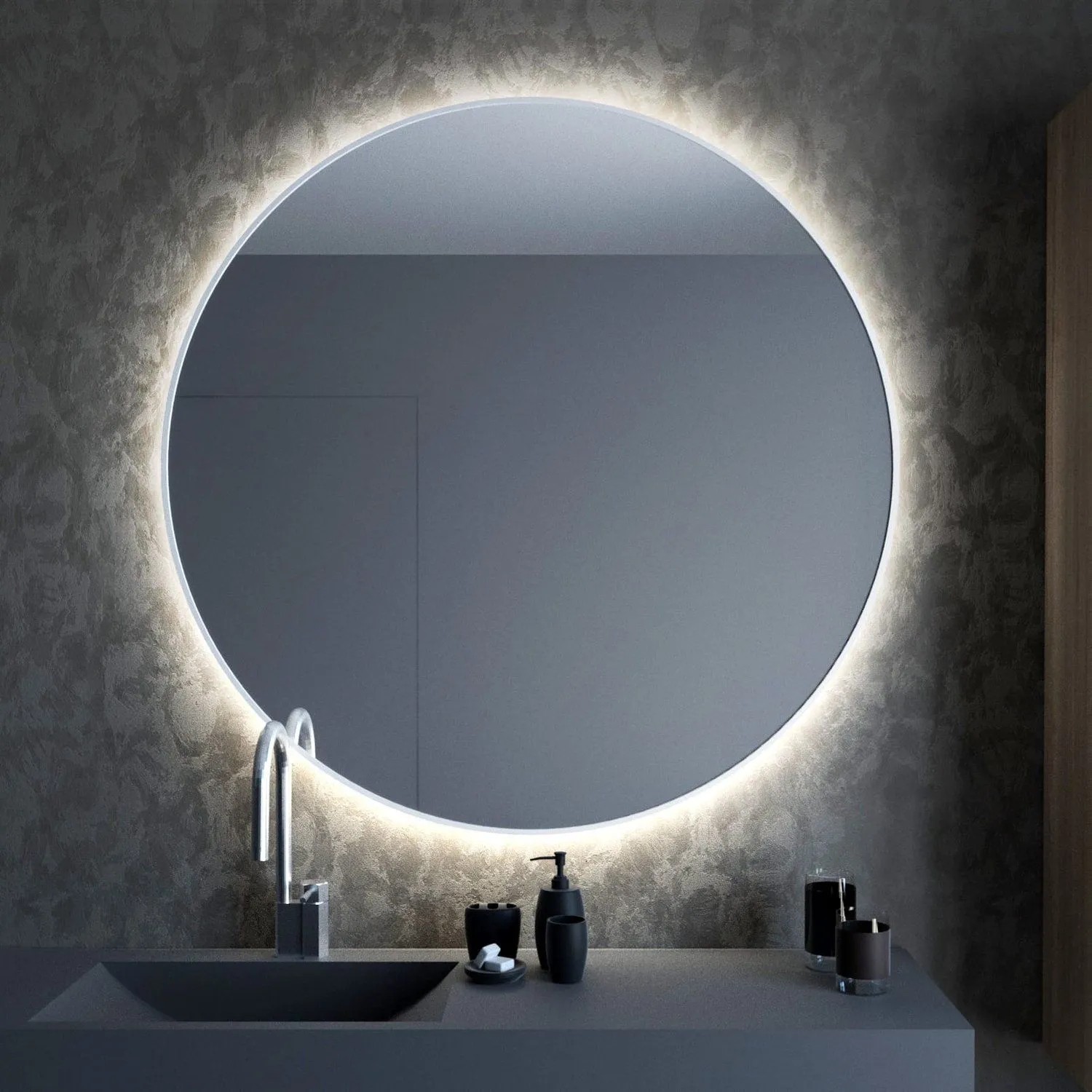 Lustro LED Bright Round Białe Ciepłe 70x70 cm