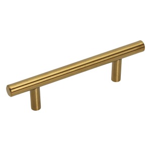 Złoty metalowy uchwyt meblowy t.b.t., uchwyt prętowy do szafek i szuflad.