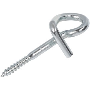 Ocynkowana metalowa śruba z oczkiem do montażu na ścianie.