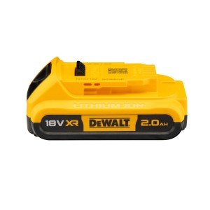 Żółty akumulator DeWalt 18V 2.0Ah do elektronarzędzi.
