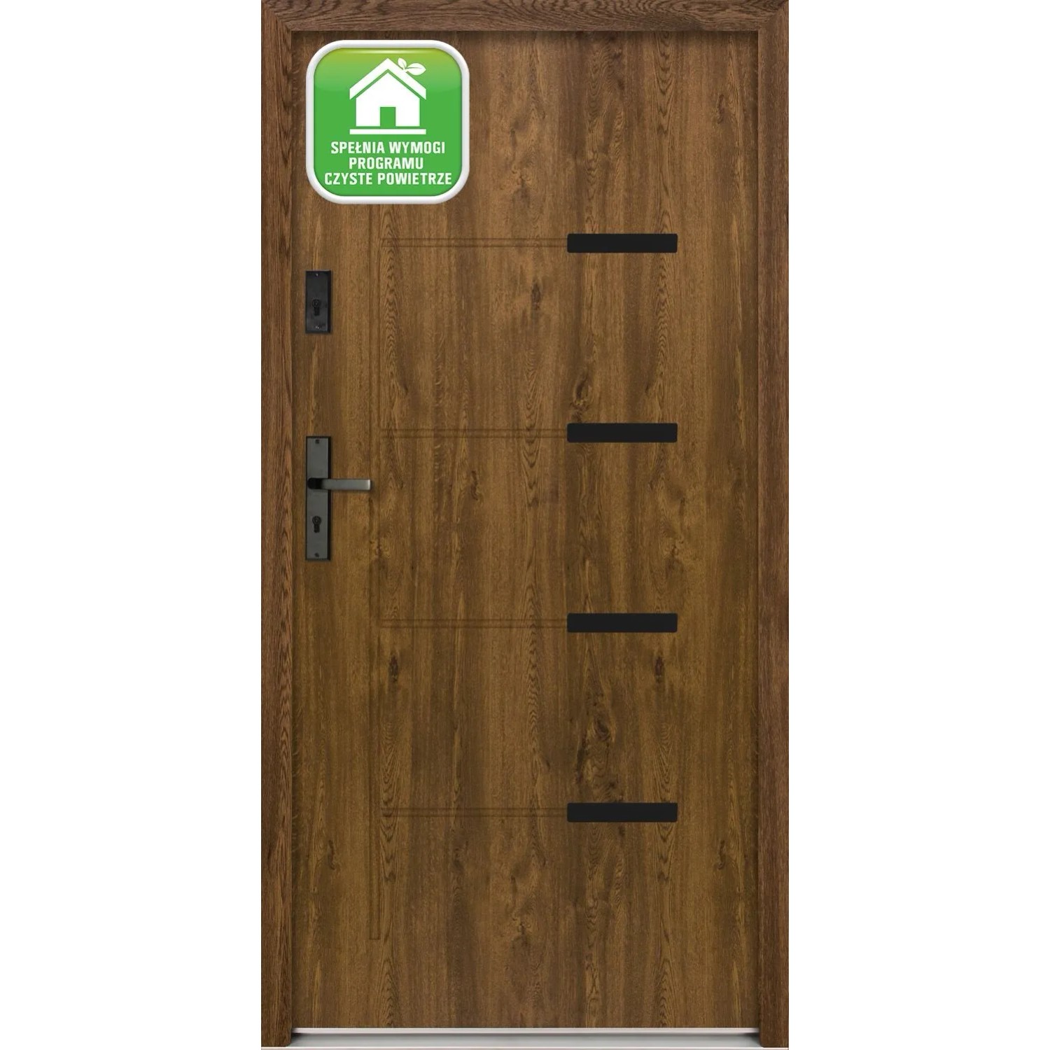 Splendoor Drzwi zewnętrzne Onyks Orzech 90L otwierane do wewn. 103x208