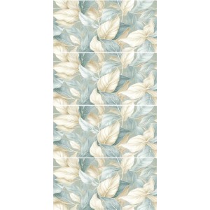 Płytki dekoracyjne ze wzorem liści w kolorze beżowym i morskim do dekoracji ścian.