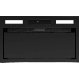 Czarny okap płaski t.b.t. do kuchni.