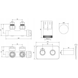 Giovanni Zestaw termostatyczny Duoplex biały mat kątowy