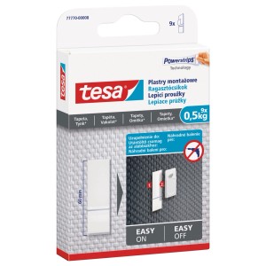 Tesa Powerstrips plastry montażowe, 9 sztuk, do tapet i tynków, do 0,5 kg.