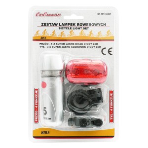 Zestaw lampek rowerowych: Przednia i tylna lampka z technologią LED dla większego bezpieczeństwa na drodze.
