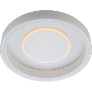 Biała lampa sufitowa LED Plafony t.b.t. o okrągłym kształcie z pośrednim oświetleniem.