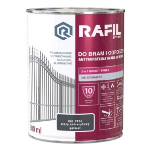 Puszka farby antykorozyjnej Rafil, szary antracyt, do metalu, 900ml.