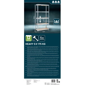 OBI Regał metalowy ocynk 180 x 90 x 40 cm 5 półek MDF/175 kg