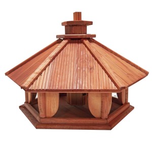 Drewniany karmnik dla ptaków w stylu pagody do ogrodu.